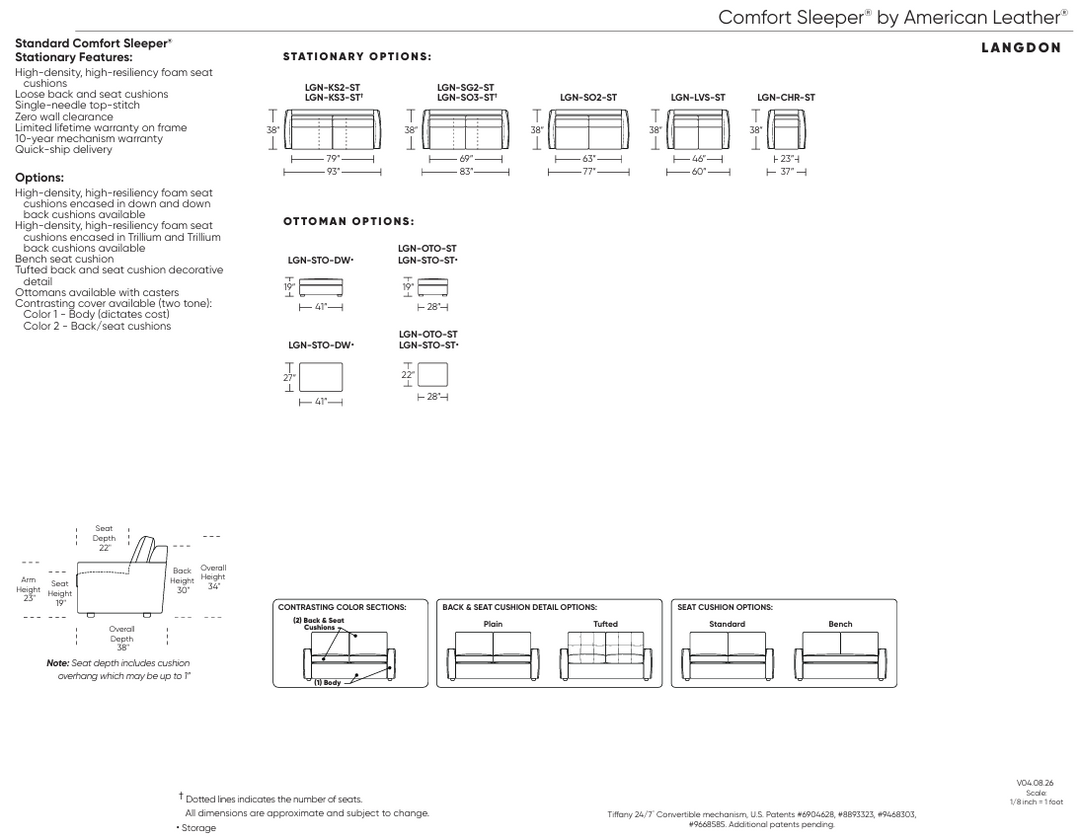 Langdon Comfort Sleeper Sleeper Sofas American Leather