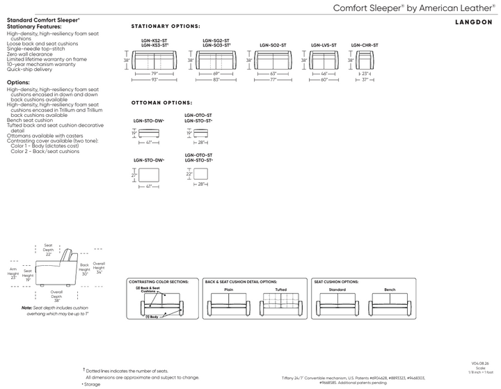 Langdon Comfort Sleeper Sleeper Sofas American Leather