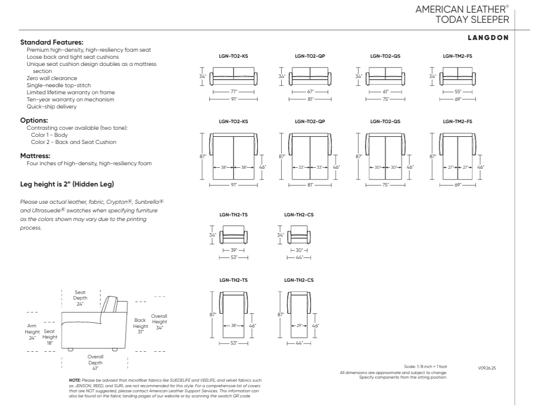 Langdon Today Sleeper Sleeper Sofas American Leather
