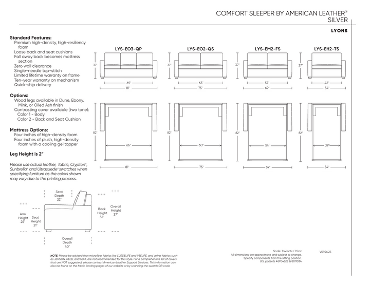 Lyons Silver Sleeper Sleeper Sofas American Leather
