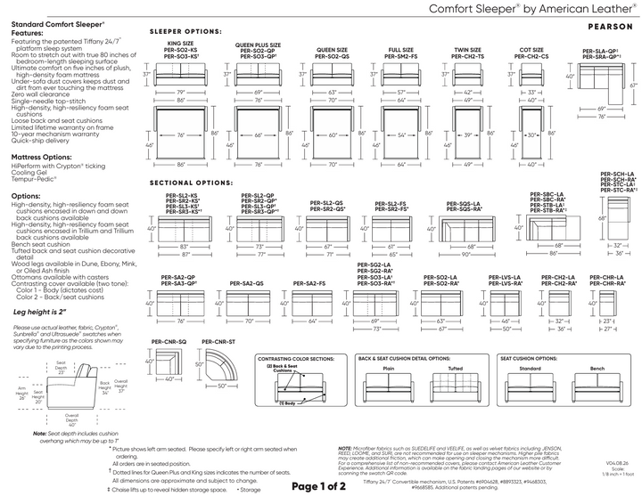 Pearson Comfort Sleeper Sleeper Sofas American Leather