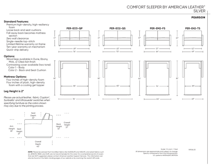 Pearson Silver Sleeper Sleeper Sofas American Leather