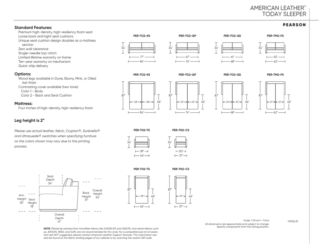 Pearson Today Sleeper Sleeper Sofas American Leather