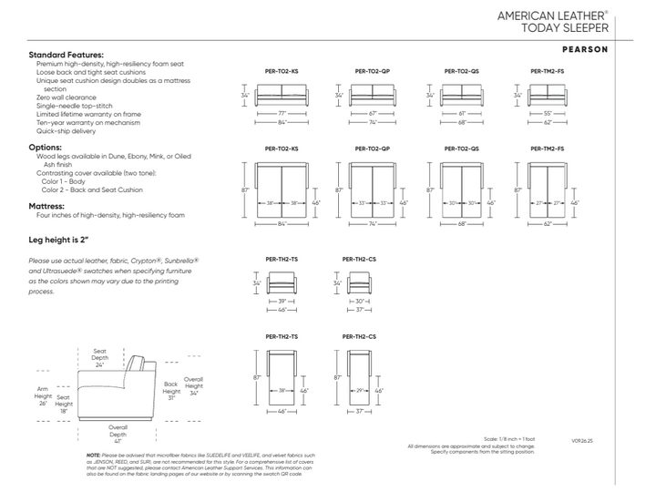 Pearson Today Sleeper Sleeper Sofas American Leather