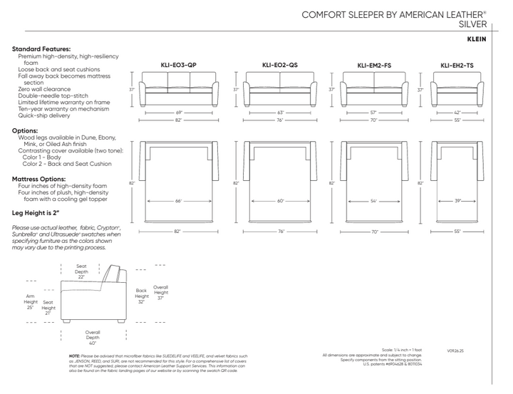 Klein Silver Sleeper Sleeper Sofas American Leather