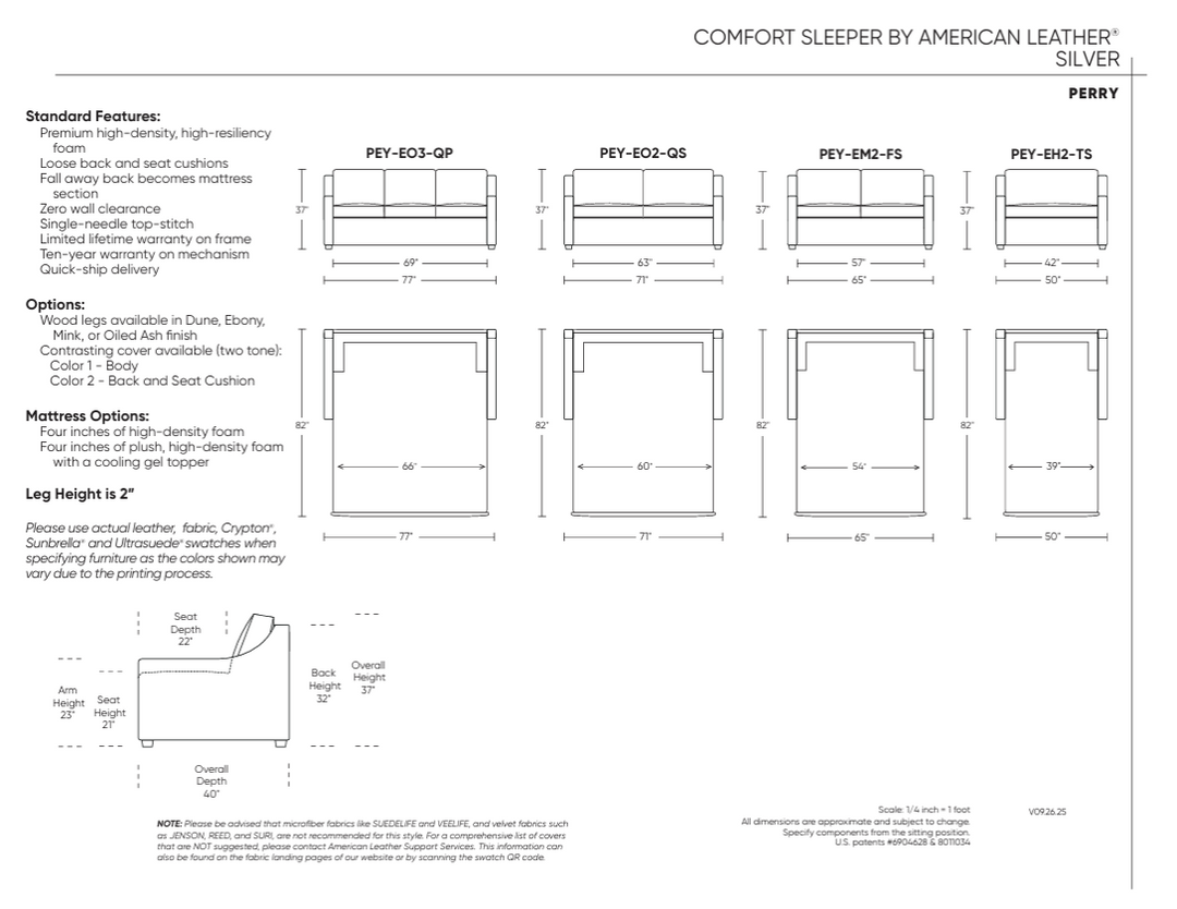 Perry Silver Sleeper Sleeper Sofas American Leather
