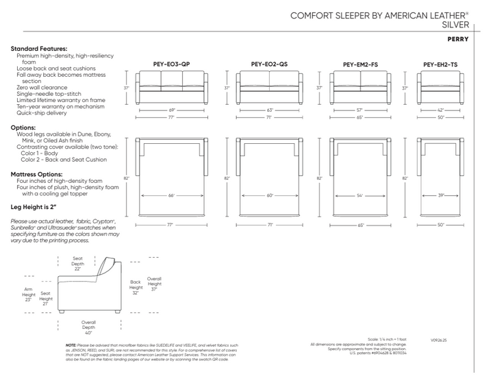 Perry Silver Sleeper Sleeper Sofas American Leather