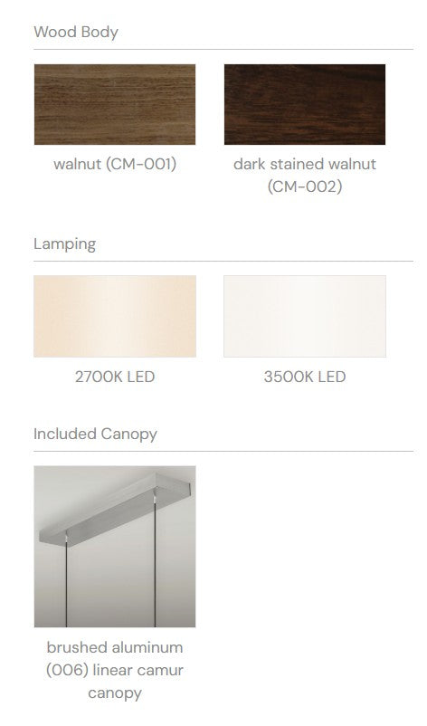 Camur LED Linear Pendant by Cerno Pendants Cerno