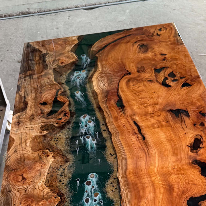 Emerald Beech Wood Epoxy Dining Table by Thomas Dawn