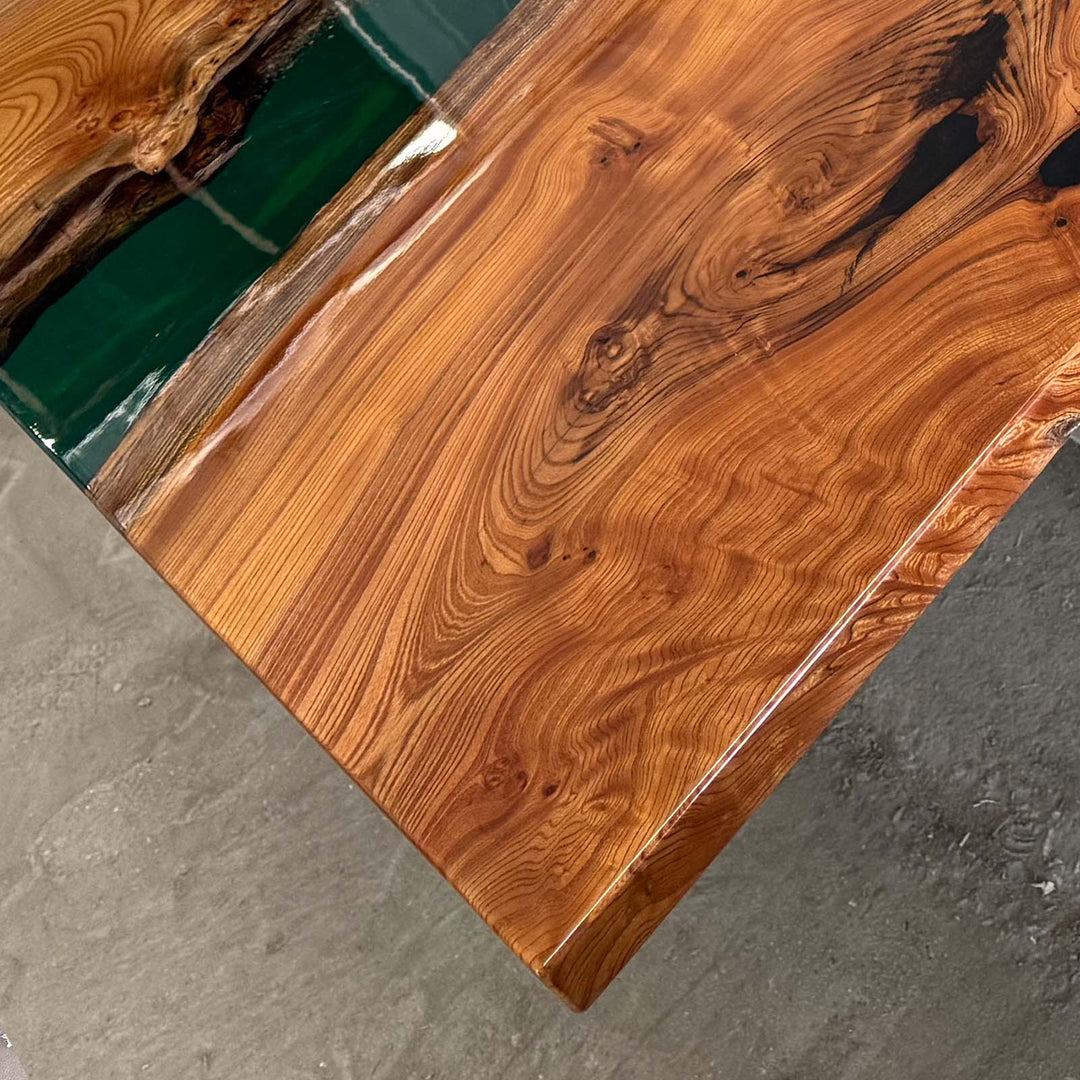 Emerald Beech Wood Epoxy Dining Table by Thomas Dawn