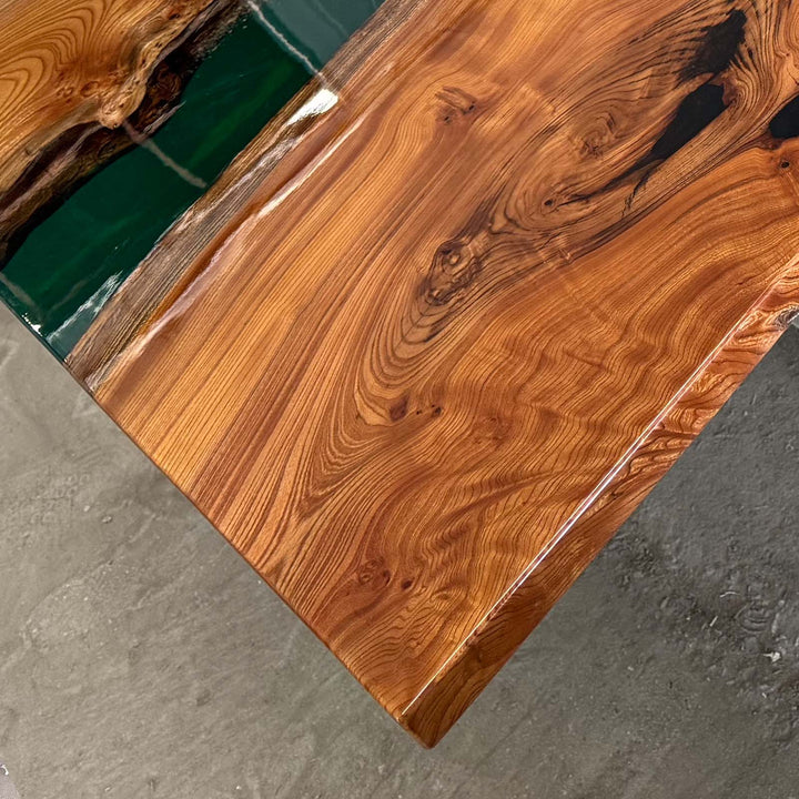 Emerald Beech Wood Epoxy Dining Table by Thomas Dawn