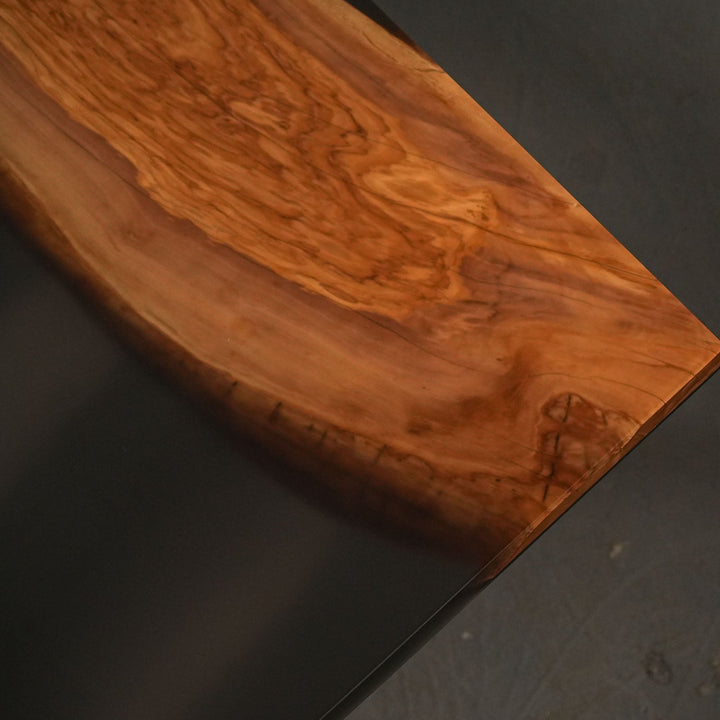 Olive Wood Black Epoxy Conference Table by Thomas Dawn