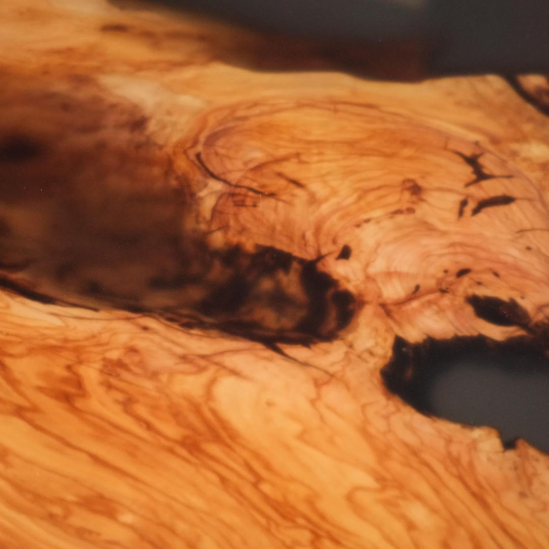 Olive Wood Black Epoxy Conference Table by Thomas Dawn