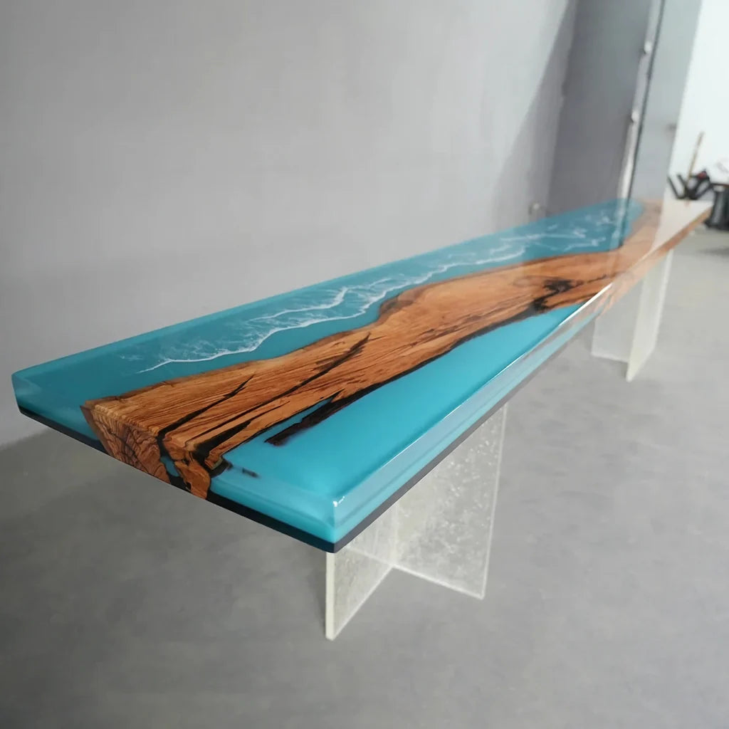 Olive Wood Ocean Wave Console Table by Thomas Dawn