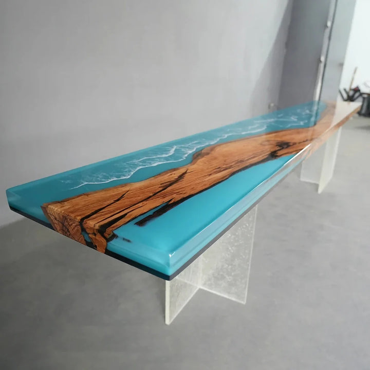 Olive Wood Ocean Wave Console Table by Thomas Dawn