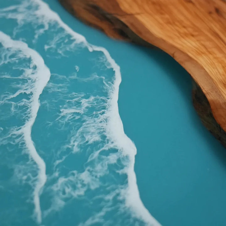 Olive Wood Ocean Wave Console Table by Thomas Dawn