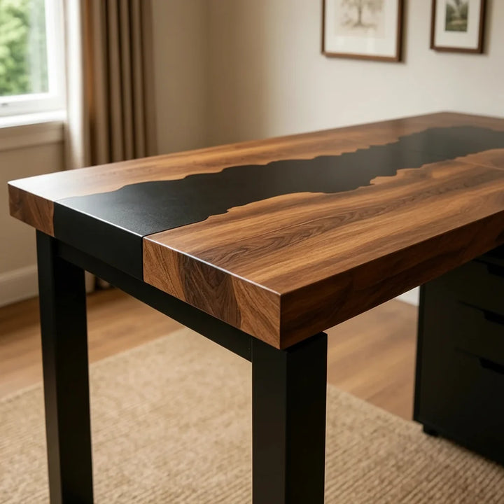 Black Walnut L-Shaped Executive Desk by Thomas Dawn