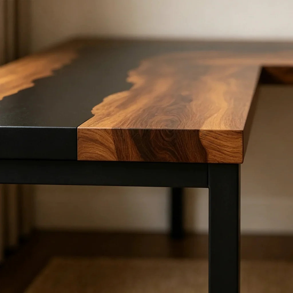 Black Walnut L-Shaped Executive Desk by Thomas Dawn