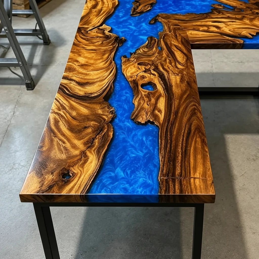 Blue River L-Shaped Walnut Desk by Thomas Dawn