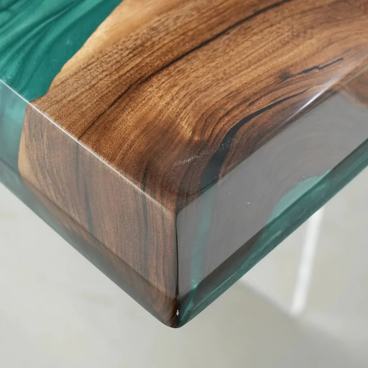 Verdant Green Walnut River Dining Table by Thomas Dawn