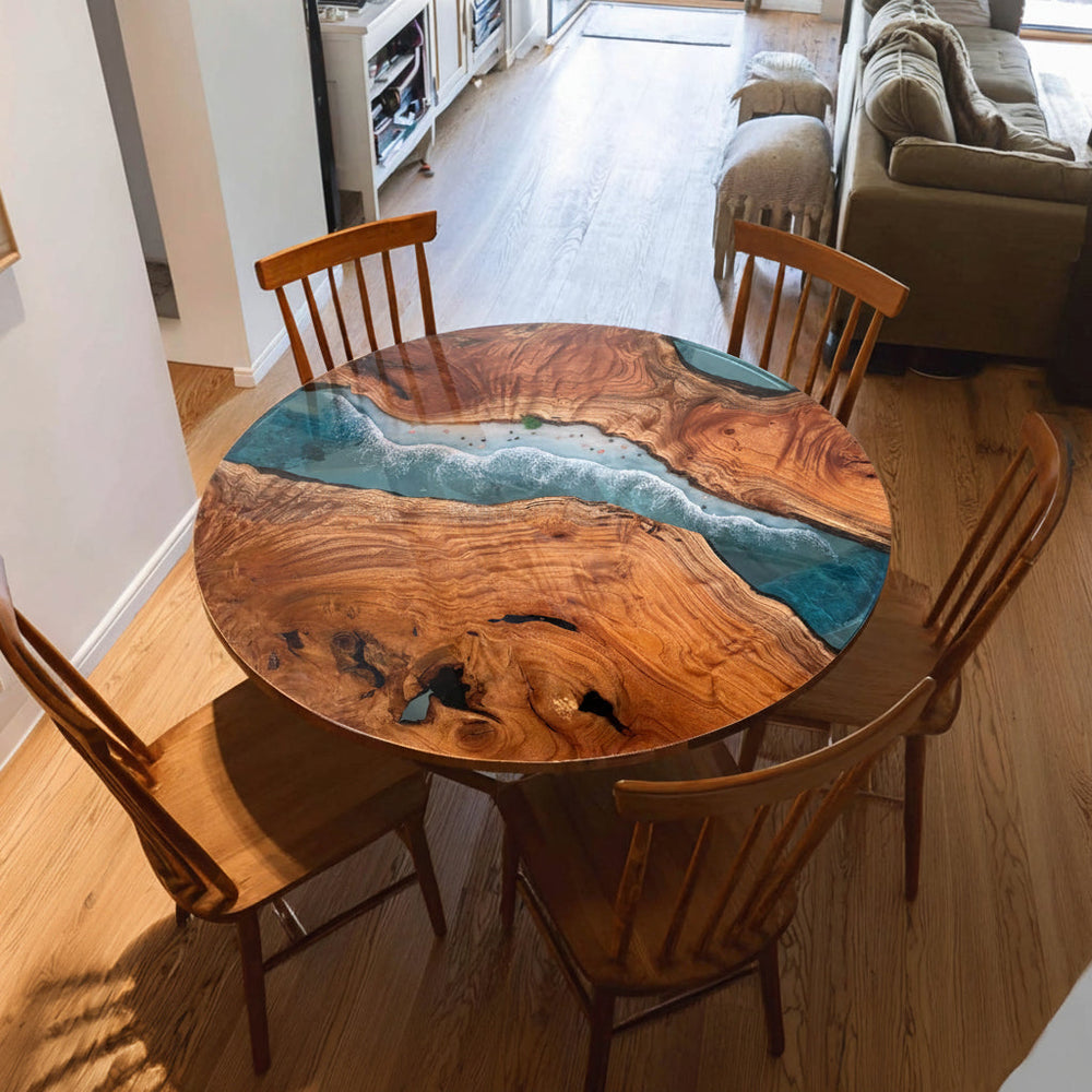 Round Ocean Wave Beech Coffee Table by Thomas Dawn