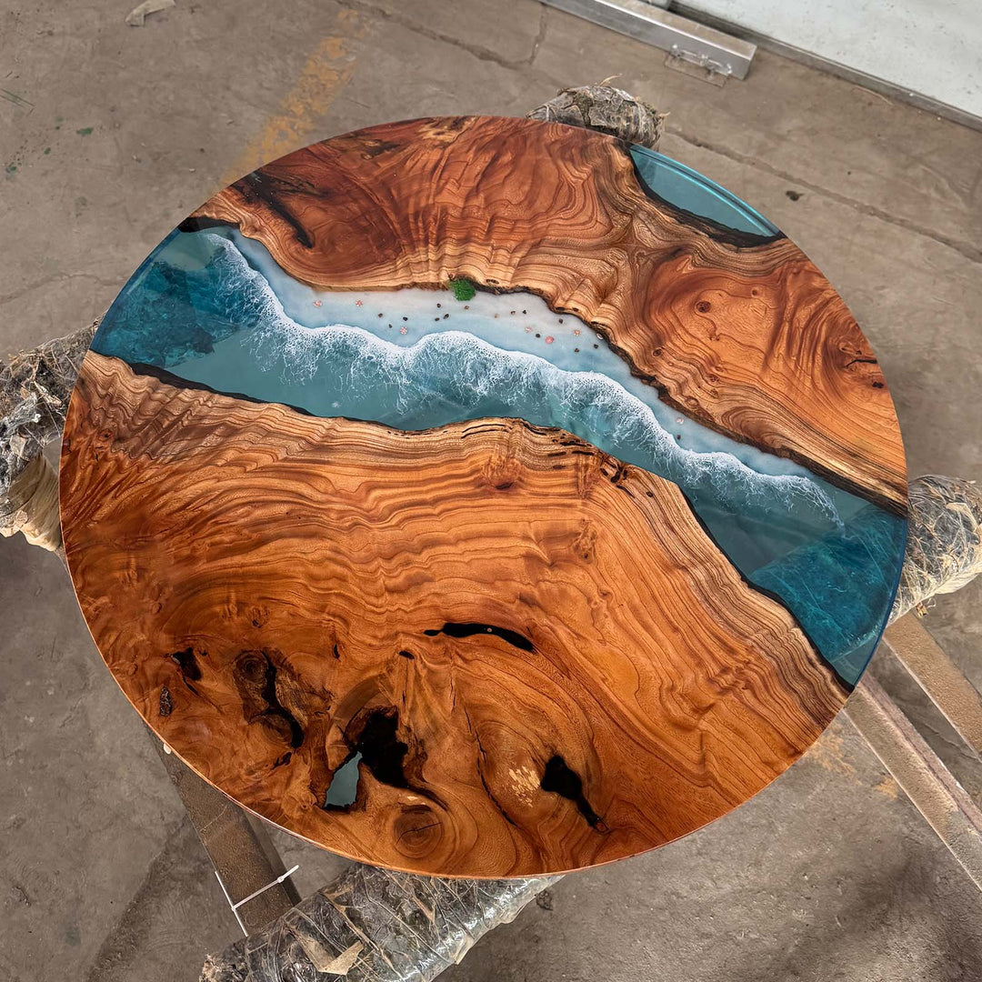 Round Ocean Wave Beech Coffee Table by Thomas Dawn