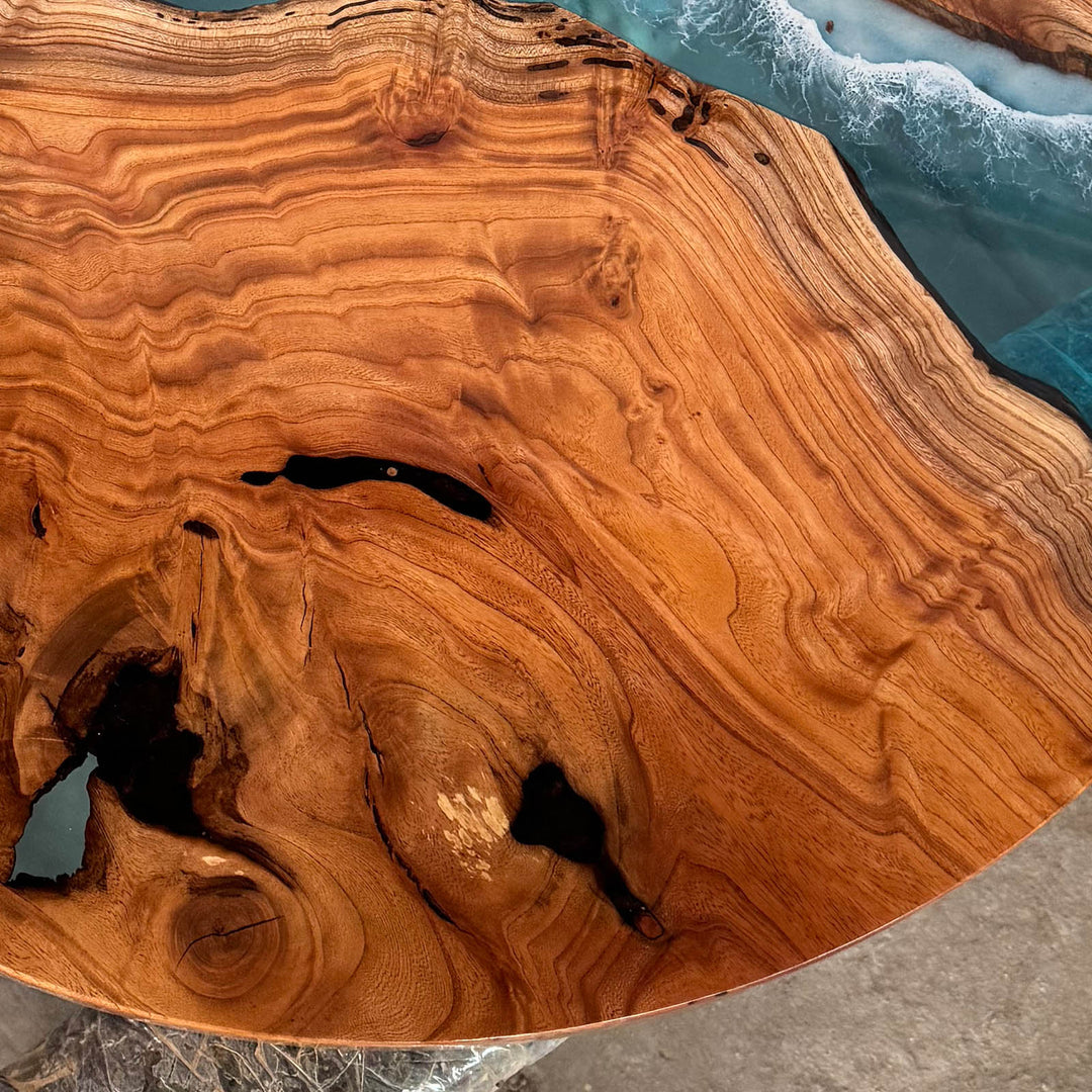 Round Ocean Wave Beech Coffee Table by Thomas Dawn