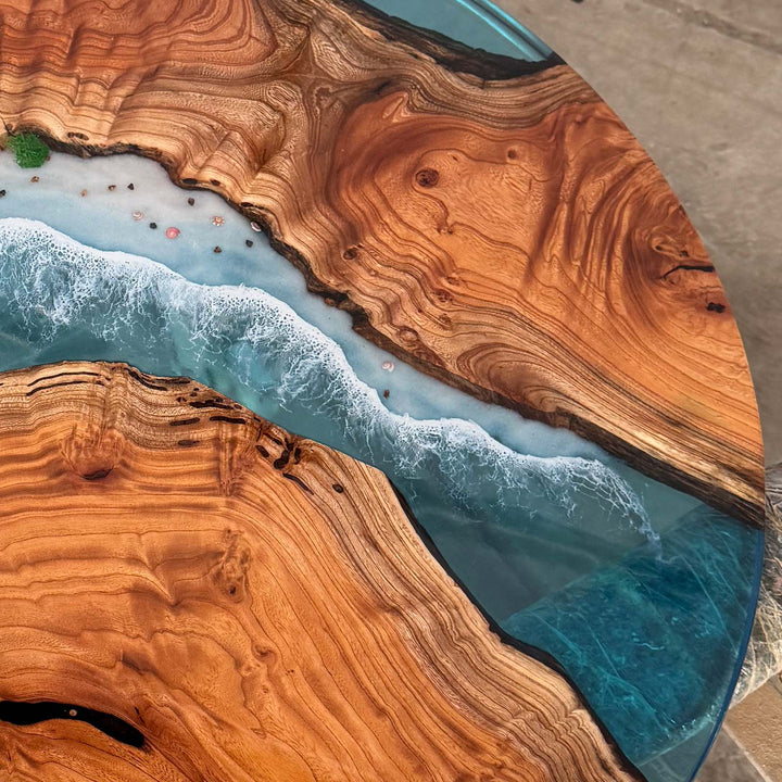 Round Ocean Wave Beech Coffee Table by Thomas Dawn