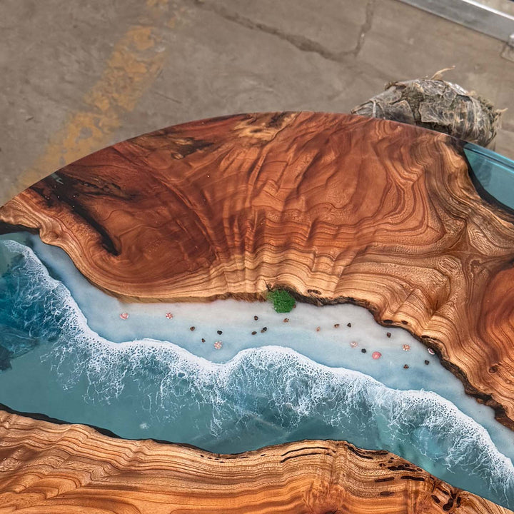 Round Ocean Wave Beech Coffee Table by Thomas Dawn