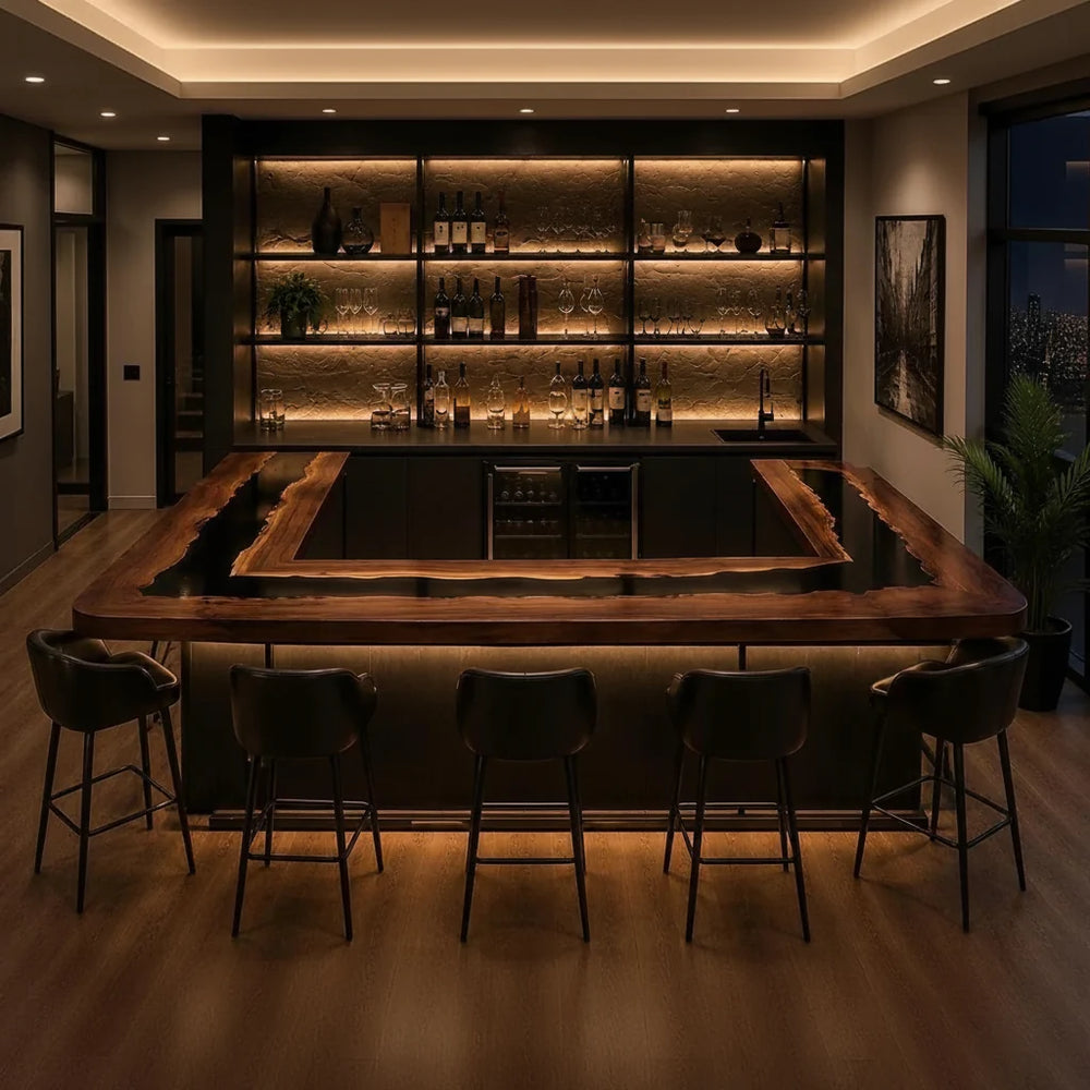 Black Walnut Epoxy Bar Counter by Thomas Dawn