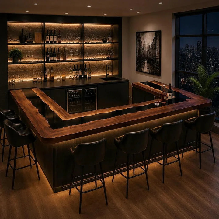Black Walnut Epoxy Bar Counter by Thomas Dawn