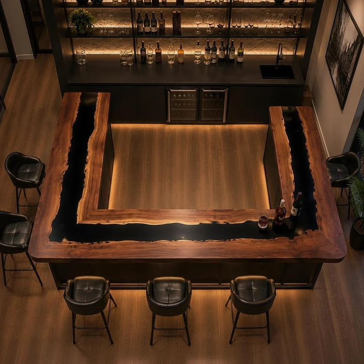 Black Walnut Epoxy Bar Counter by Thomas Dawn