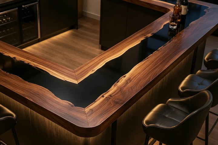 Black Walnut Epoxy Bar Counter by Thomas Dawn