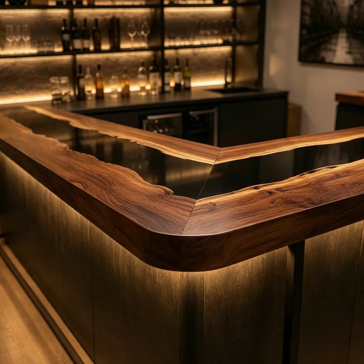 Black Walnut Epoxy Bar Counter by Thomas Dawn