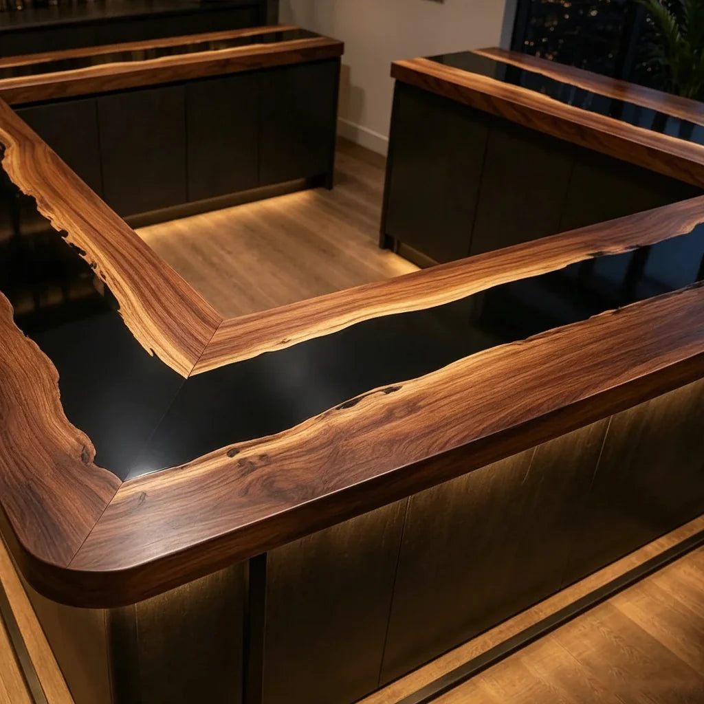 Black Walnut Epoxy Bar Counter by Thomas Dawn