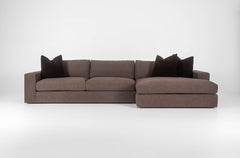 Steve two-piece SO2 + SCH sofa-chaise sectional in a neutral studio; chaise right.