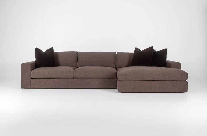 Steve two-piece SO2 + SCH sofa-chaise sectional in a neutral studio; chaise right.