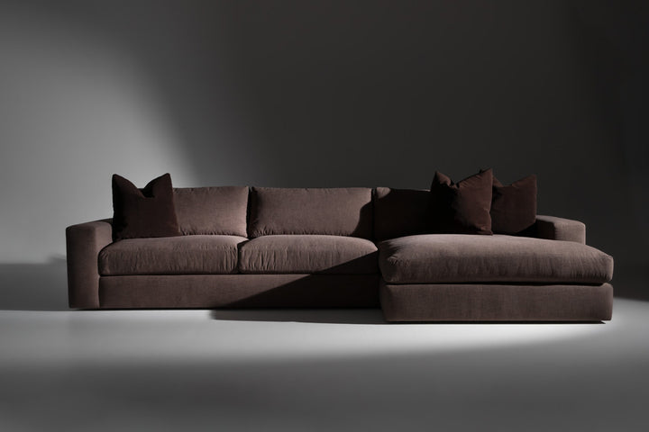Steve sofa-chaise alternate studio lighting; chaise right.