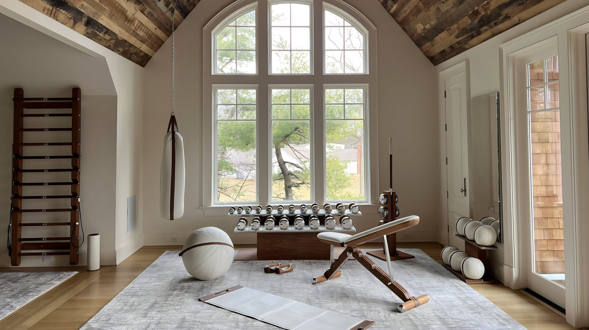 Luxury fitness equipment in a modern home gym