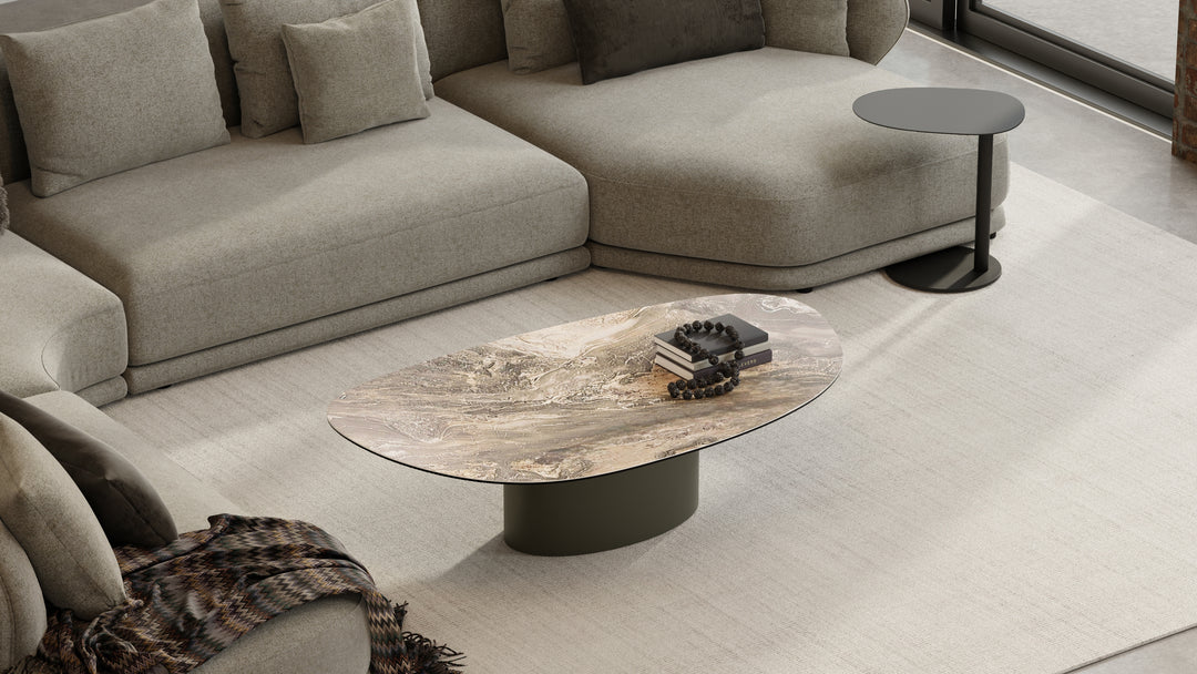 ARGON Coffee Table in Fantasia Marrone Metallo Mobital