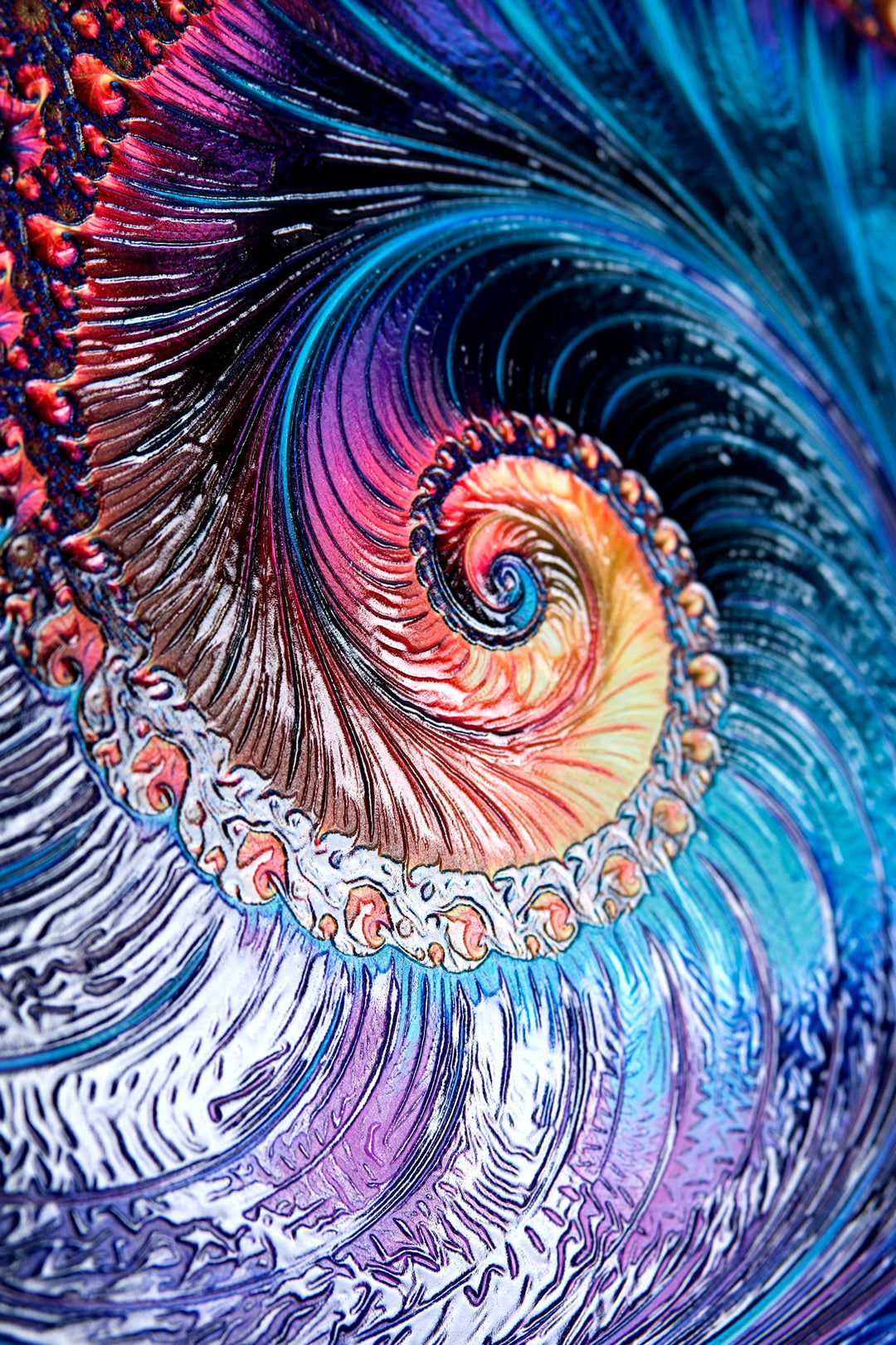 Aurora Spiral Luxe — Haptic 3D Embossed + High-Gloss Lacquer Print Home &amp; Garden > Decor > Artwork > Posters, Prints, &amp; Visual Artwork Insigne Art Design