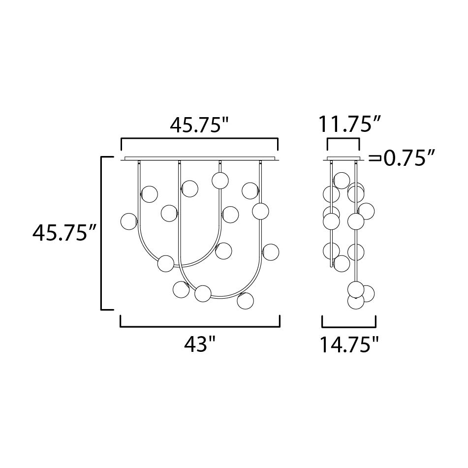 Contour 14-Light Fixed Stem Ceiling Light by Studio M Lighting – line drawing