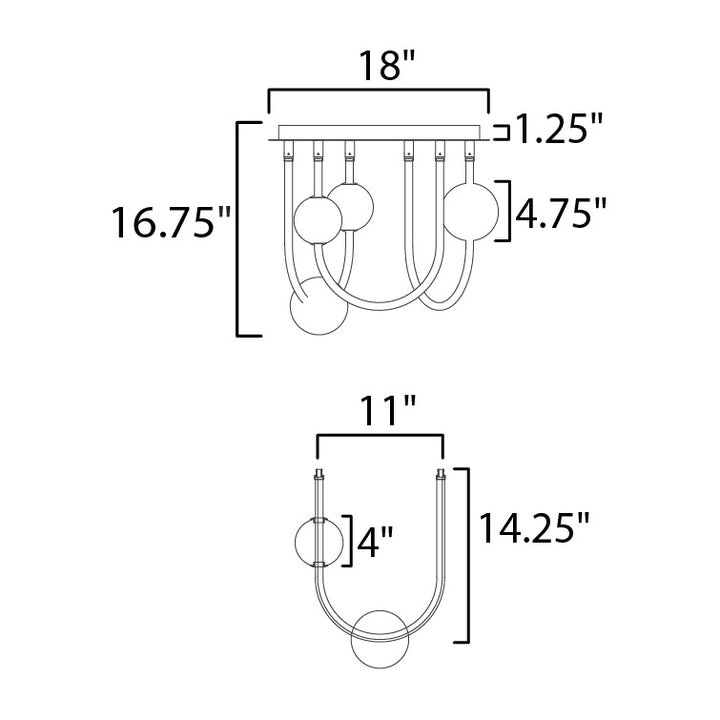 Dreamer 3-Light LED Flush Mount by Studio M Lighting – line drawing
