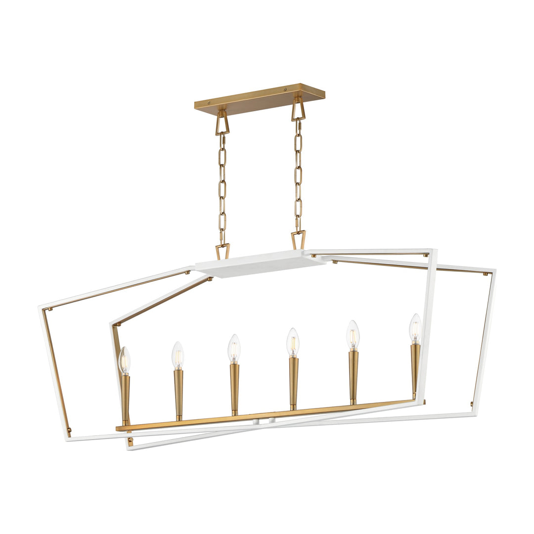 Melrose 6-Light Linear Pendant by Studio M Lighting in White/Natural Aged Brass
