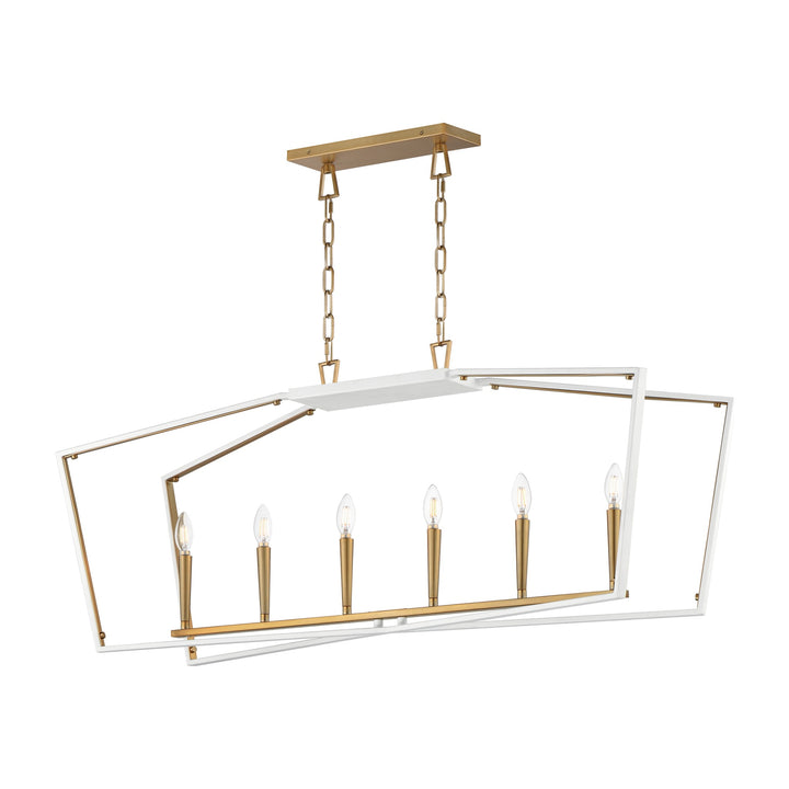 Melrose 6-Light Linear Pendant by Studio M Lighting in White/Natural Aged Brass