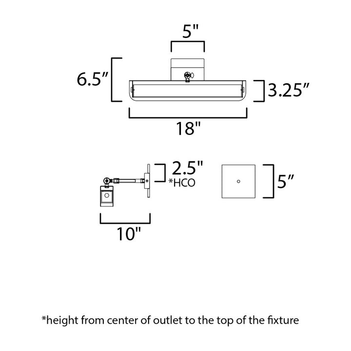 Miles 18 Articulating LED Wall Sconce by Studio M Lighting – line drawing