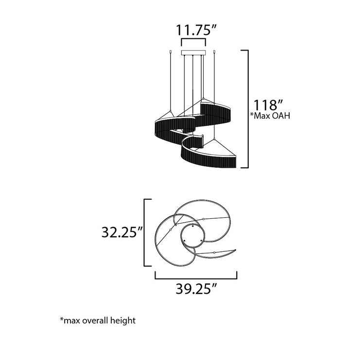 Sonata 3-Light LED Pendant by Studio M Lighting – line drawing