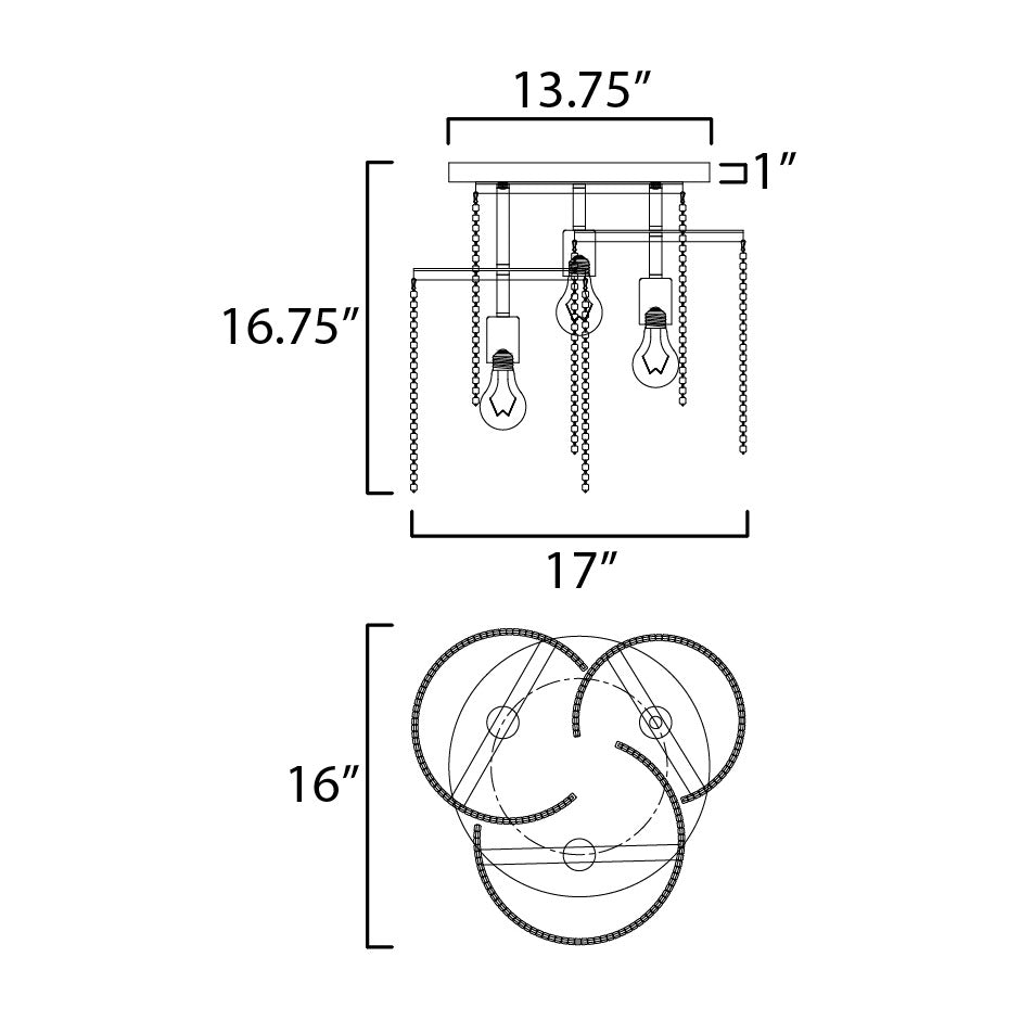 Fontaine 3-Light Flush Mount by Studio M Lighting – line drawing