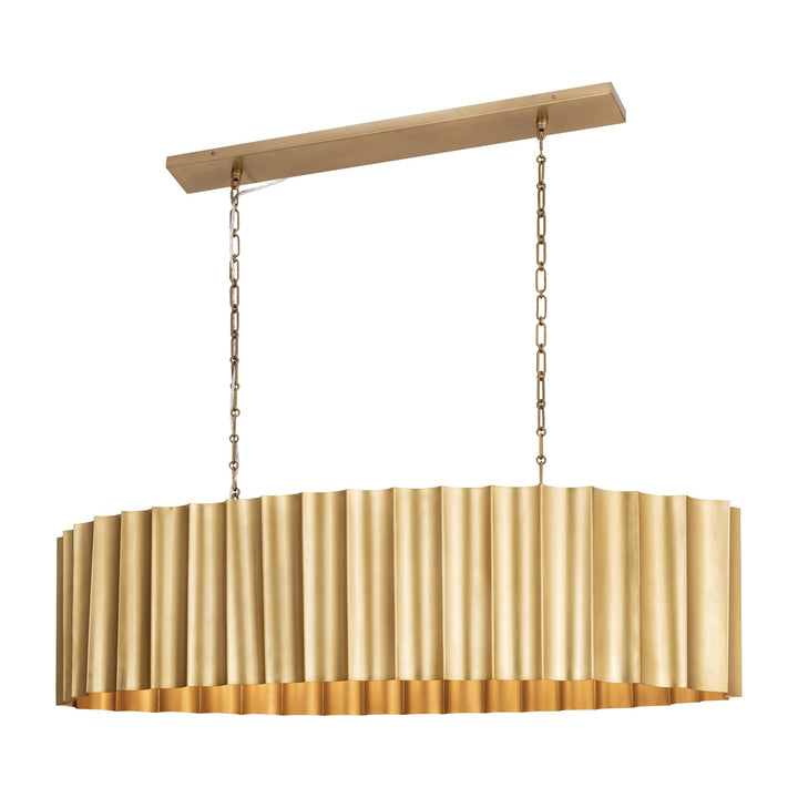 Allegra 5-Light Linear Pendant by Studio M Lighting in Weathered Brass