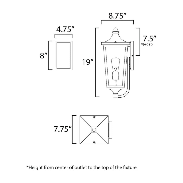 Sutton Place VX 1-Light Outdoor Sconce 460233 by Studio M Lighting – line drawing